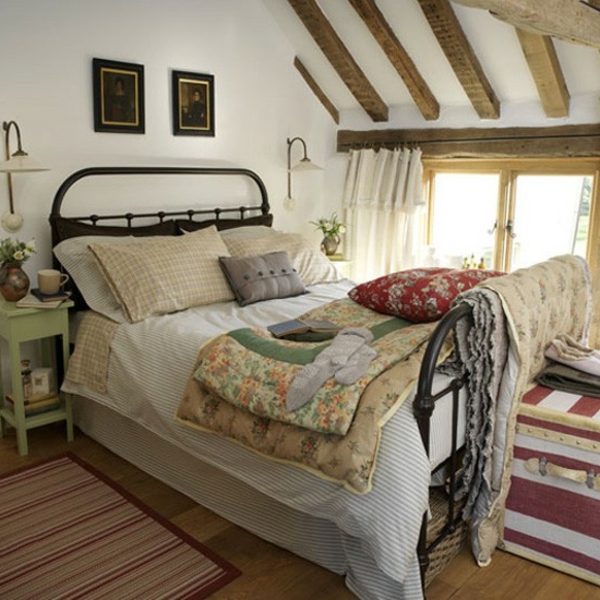 نمط منزل ريفي غرفة نوم - نموذج سرير بارد