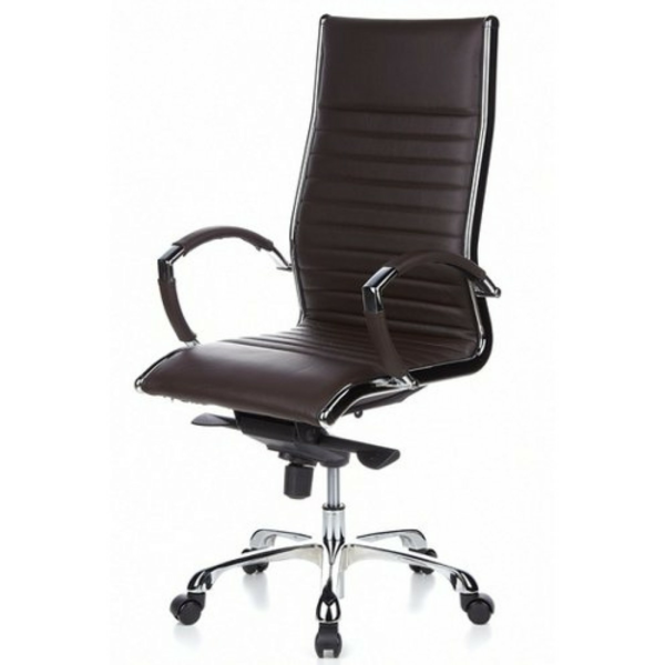 Uredski stolac izvršni stolica-MILANO koža smeđa Chrome