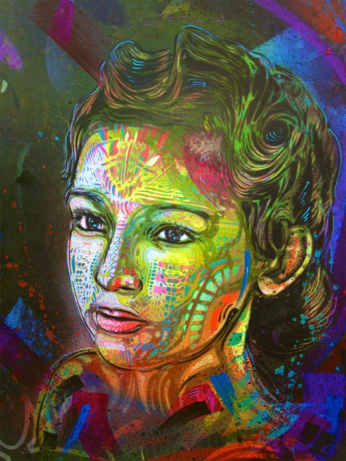 C215 художник на графити-улично изкуство-красива рисунка жена