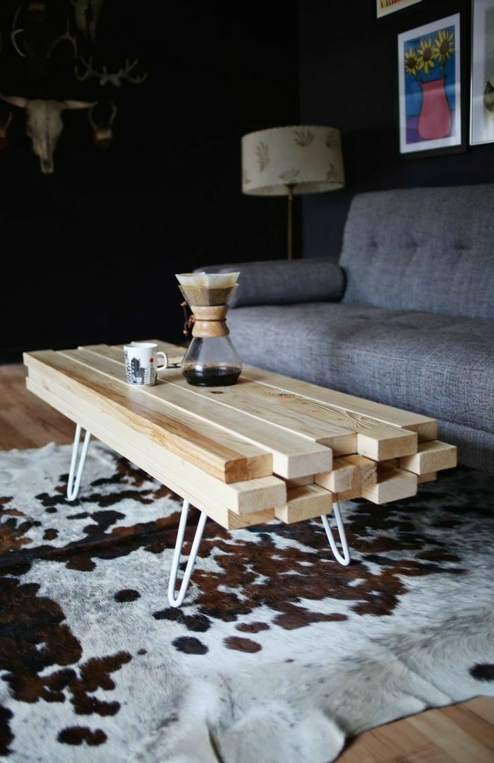 Table basse-propre-construction-bois-vintage