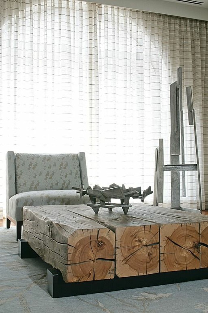 Table basse-propre-accumulation en bois massif rural et chambre design salon rustique
