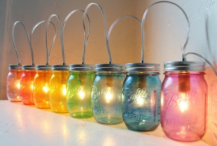 Dekoratív kézműves színes üvegek-with-izzók