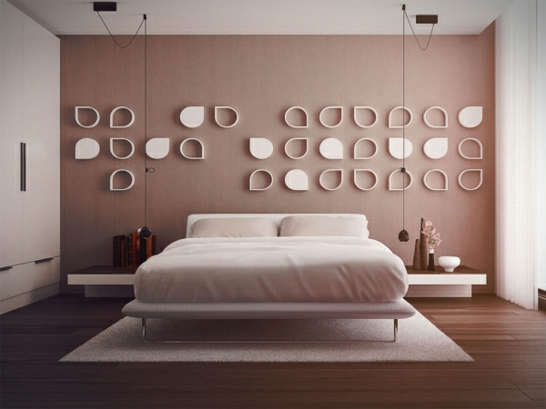 दीवार बेडरूम का डिजाइन के लिए डेको विचारों-बिस्तर में सफेद में