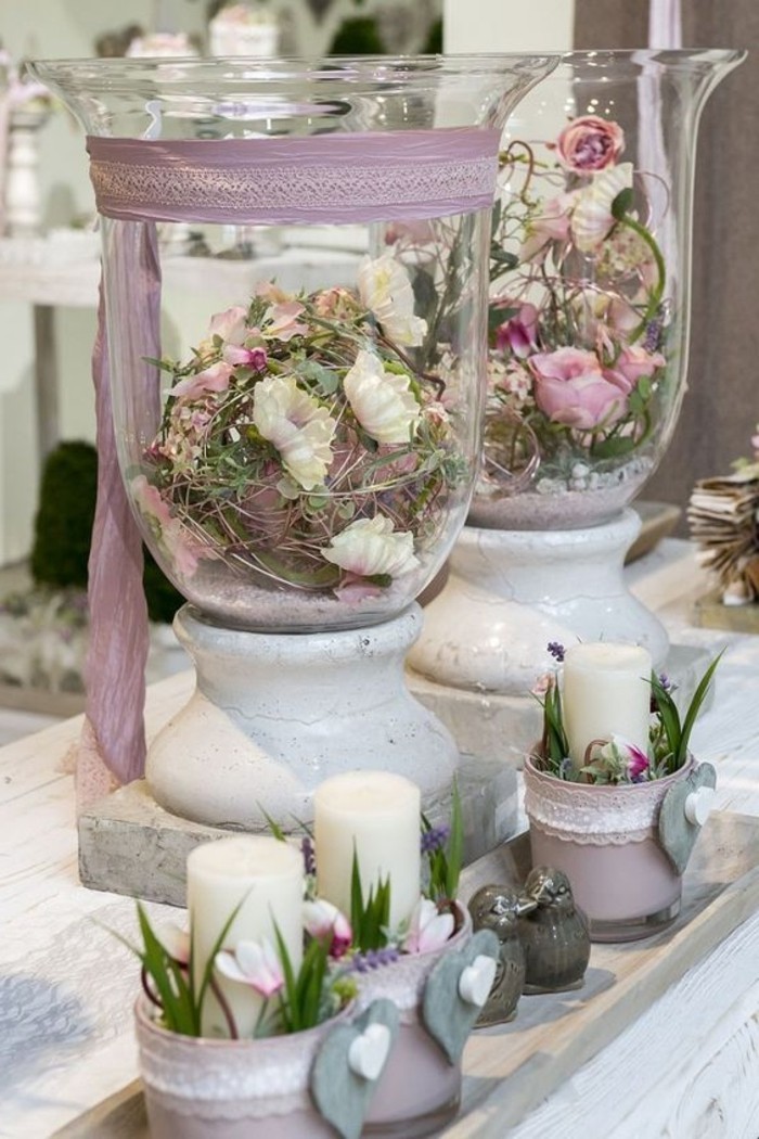 Ideas de decoración de primavera-velas-y-flores
