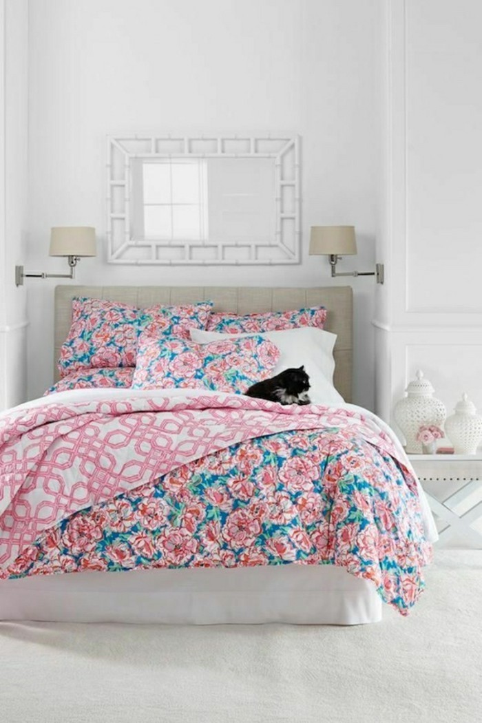 Ideas de decoración-para-el-resorte de la ropa de cama de flores patrón