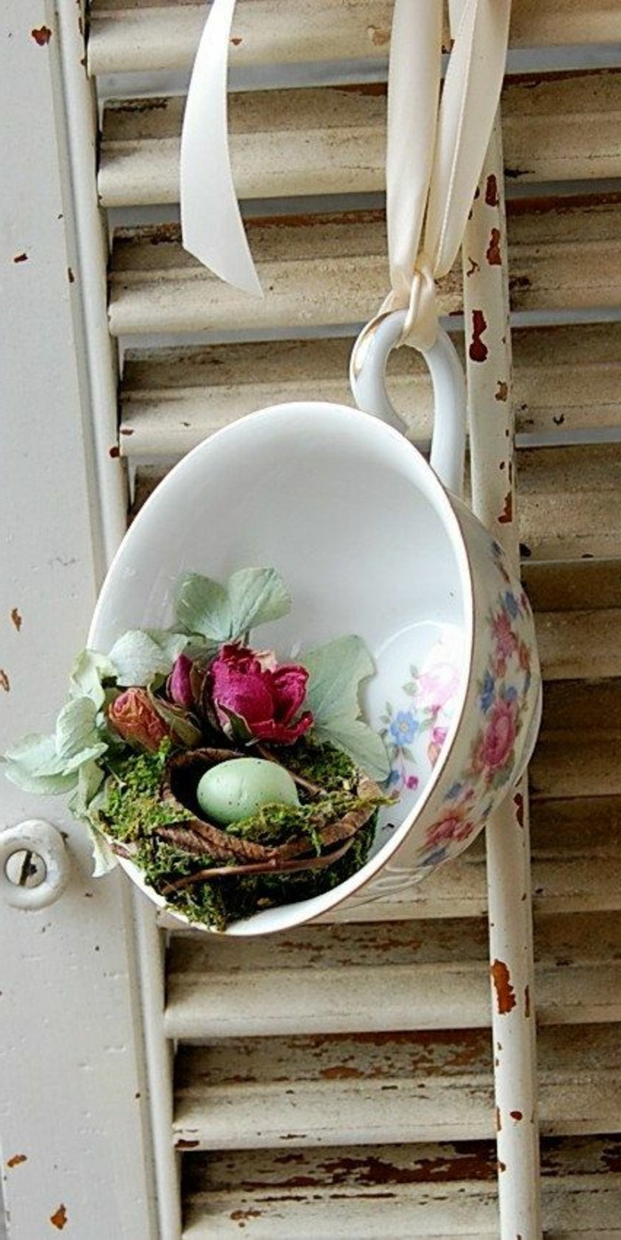 Ideas de decoración-para-el-primavera-taza nido