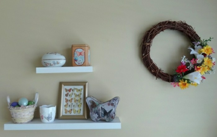 Ideas de decoración-para-el-primavera-pared-deco-shelf