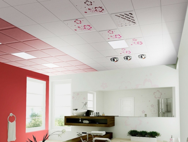 idées de conception des idées de décoration de salle de bains éclairage par le plafond