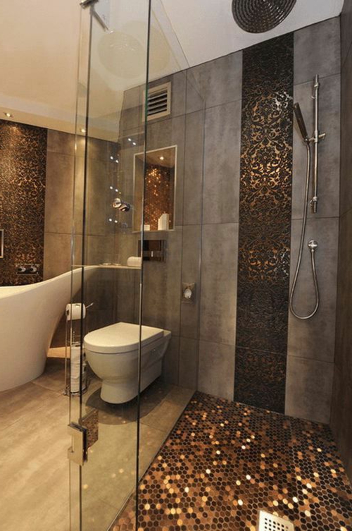 Tervező Fürdőszoba Mosaic csillogó hatást barna