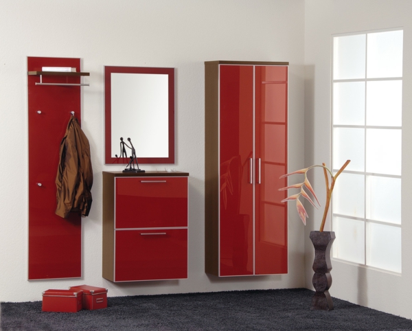 المدخل خزانة مع لطيفة التصميم التصميم الداخلي باللون الأحمر