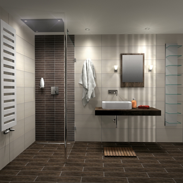 Douche super bel éclairage design moderne dans salle de bain