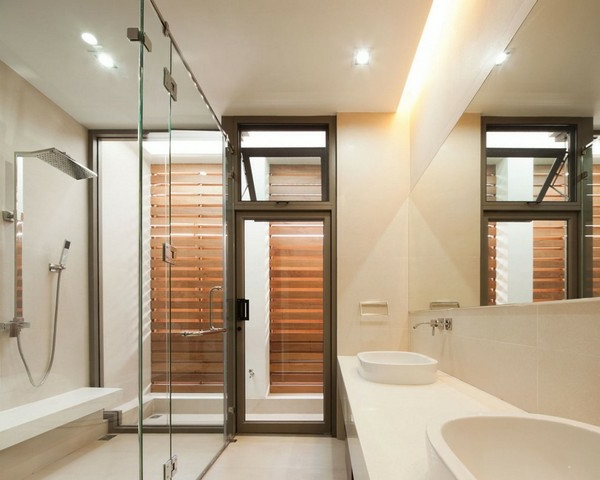 Élégante maison-salle de bains moderne éclairage