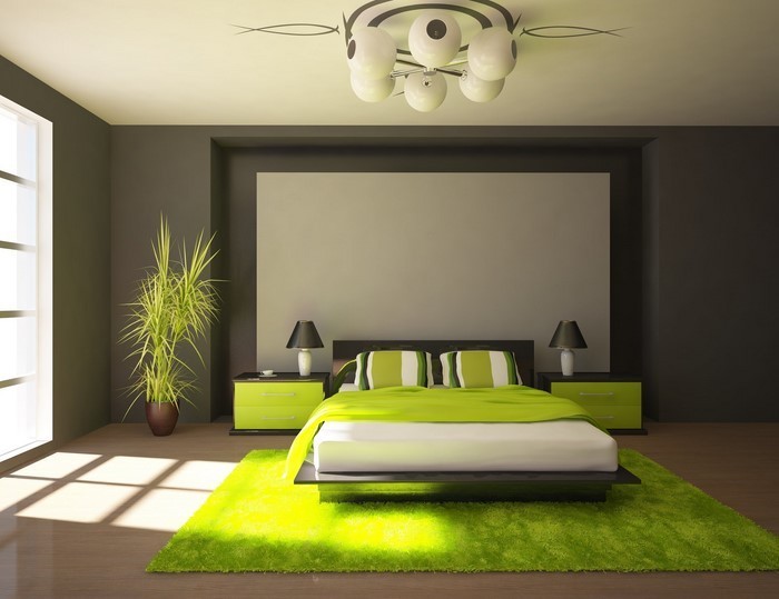 Värit makuuhuoneeseen Green-A-silmiinpistävää laitteet