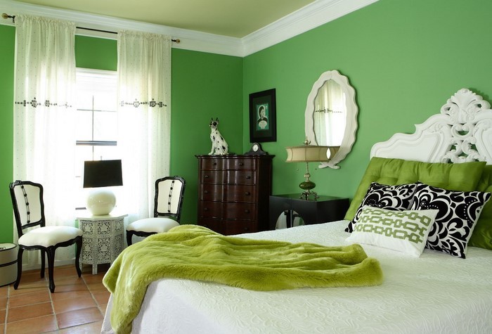 Цветове за спалня Green-A-ярък дизайн