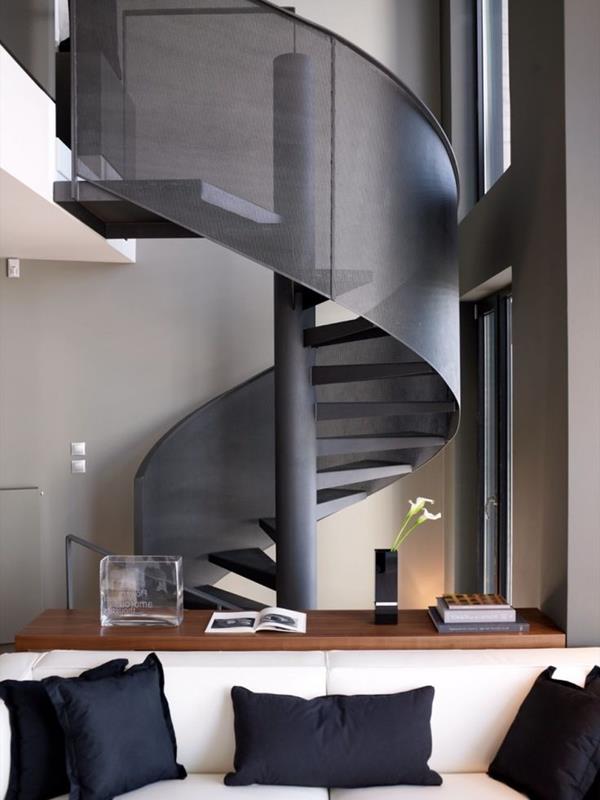 Fascinantan interijer stubište Crna dizajn ideja