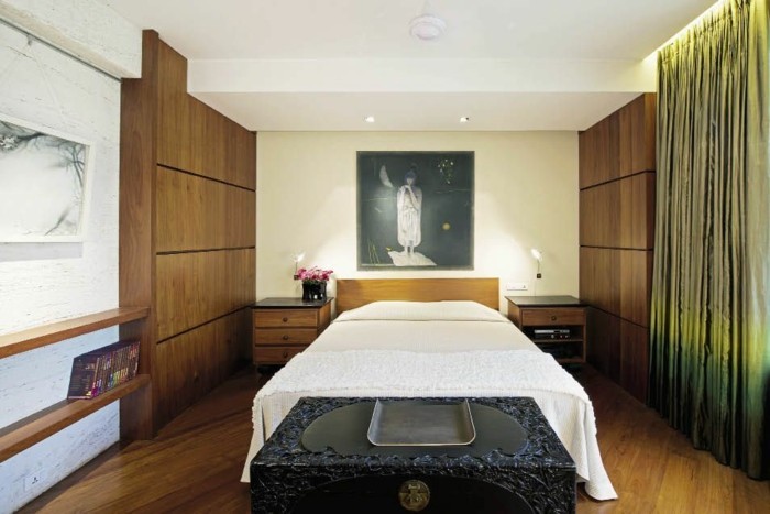 Feng shui spavaća soba sa-zelenim zavjese