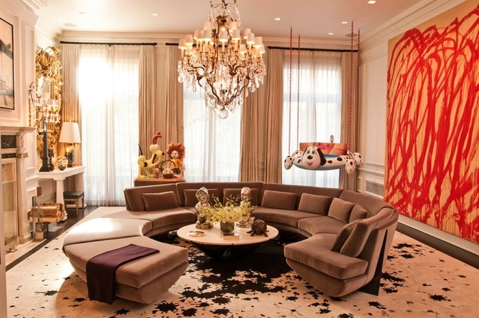فنغ شوي غرفة المعيشة مع جولة أريكة