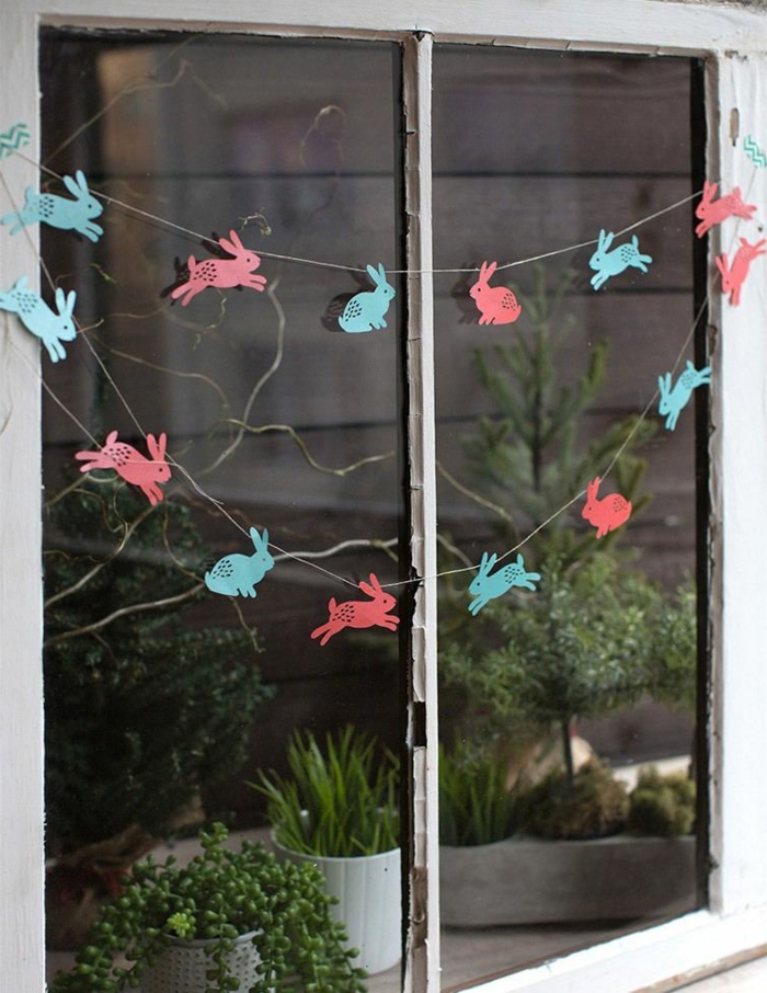 любящ прозорец украса Великден дрънкалка Великденски зайче от картон