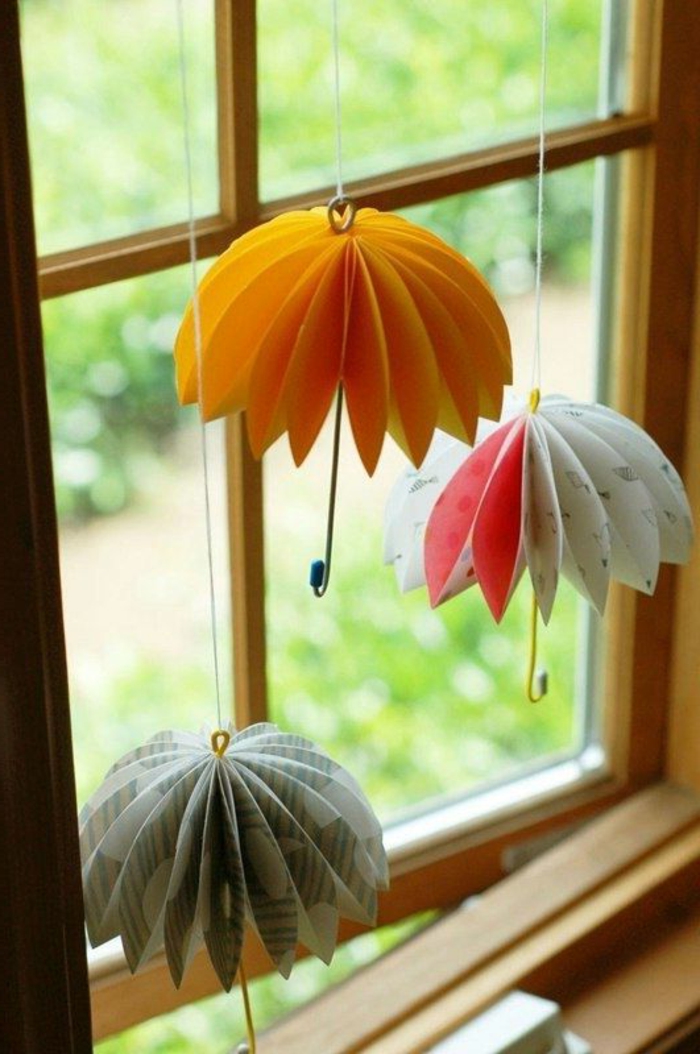 Tinker ablak dekoráció Nyári motívumok Esernyők Origami tinker