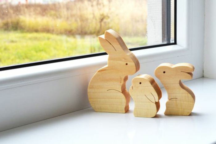 Decoración de ventana Pascua conejito de Pascua y conejo