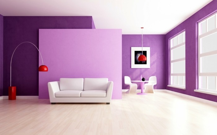 Lila-color-in-minimalistinen olohuoneen
