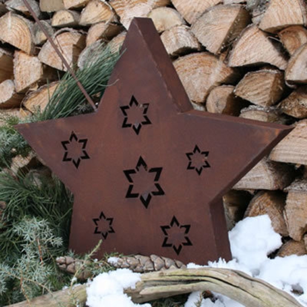 Gartendeko-de-óxido decoración estrella idea