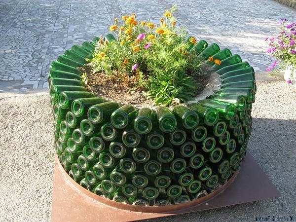Diseño del jardín maceta de flores de la botella de vidrio en sí, hacer bricolaje