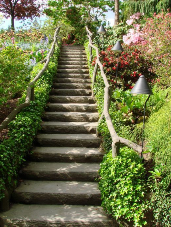 Kertészet lépcső fából készült korlát