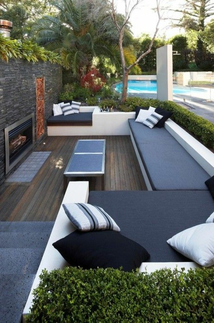 Vrt dizajn moderna sa modernom lounge namještaja