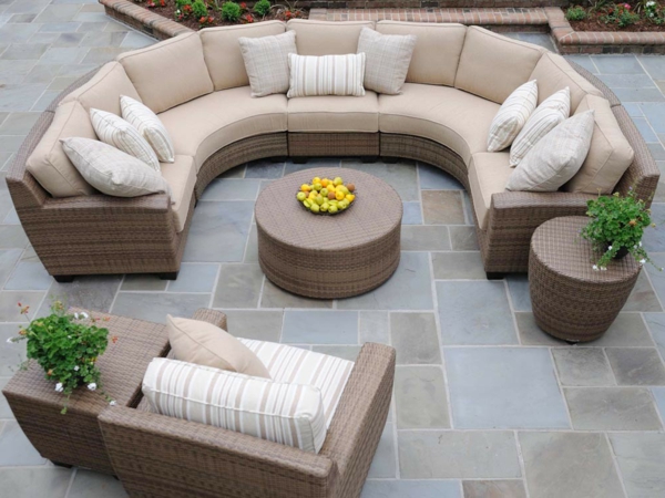 muebles de jardín sofá semicircular Beige