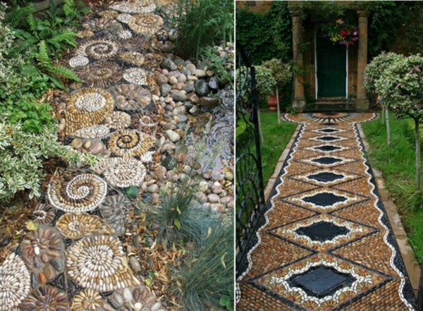 прекрасна градина път създадете дизайнерски идеи мозаечни плочки баластра