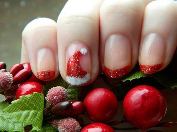 Gel ongles-Noël en rouge motif