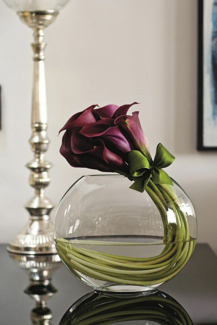 Üveg vázák Deco deco váza váza lila virág érdekes helyzetben