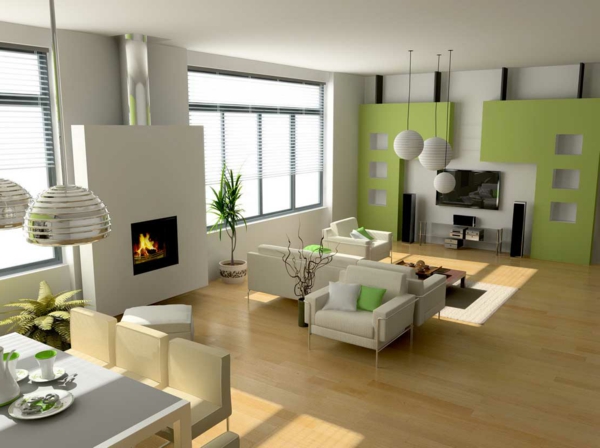 Green - Fal színe modern belsőépítészet nappali
