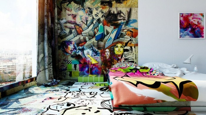 Graffiti makuuhuoneessa kontrastia