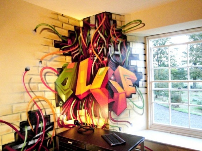 Graffiti a hálószobában húr van-őrült