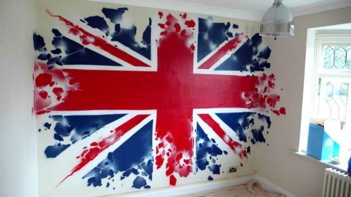 Graffiti dans la chambre à coucher avec-un-drapeau