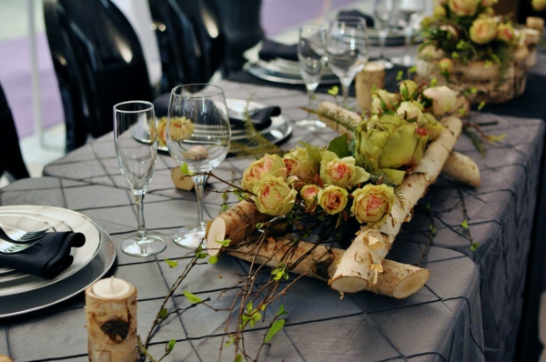 Декорация по маса от рози-жълто-дървени Seigner-идея-стилен