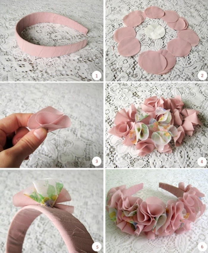 sama stvoriti-šivanje-upute-as-ružičaste cvjetove za kosu band
