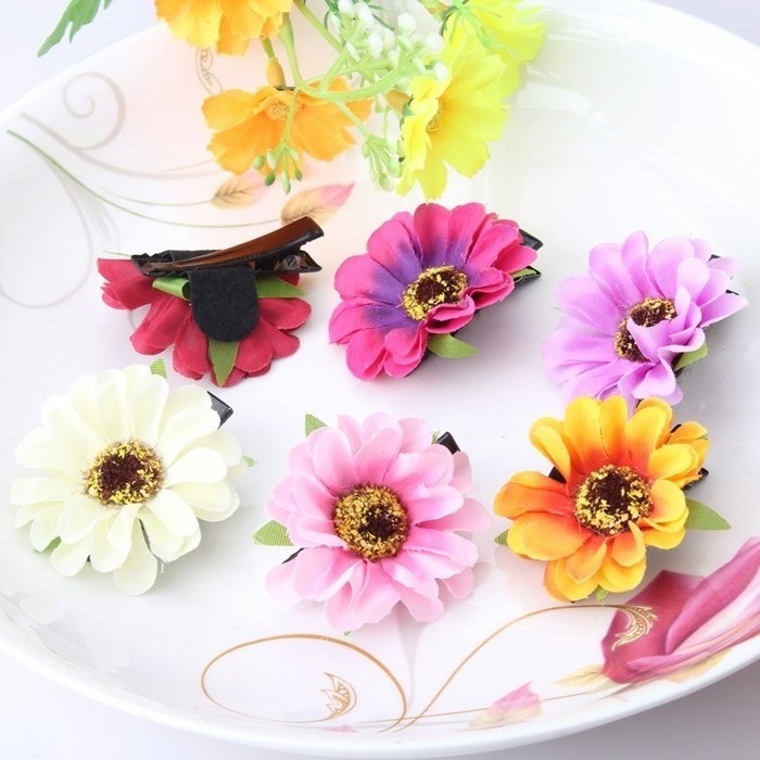 Cabello pinzas de bricolaje de decisiones embellecer con plástico-flowers-