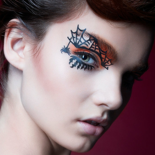 Halloween šminka očiju ideja paukove mreže