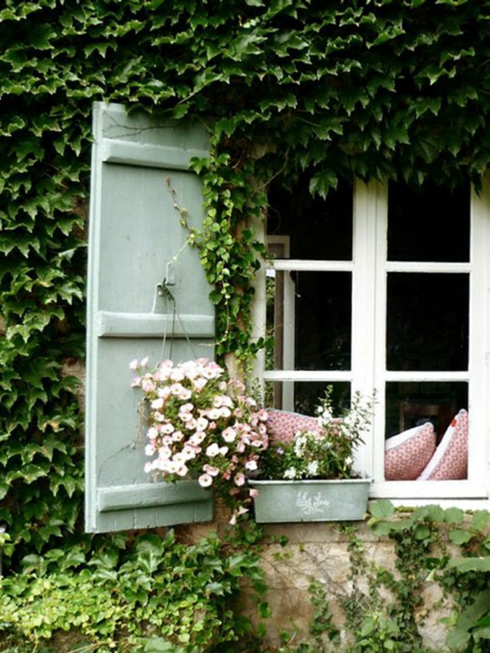 Къща Window Hanging цвете възглавници Shutter дървесен цвят мента