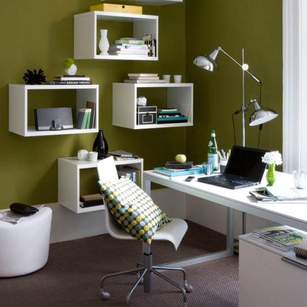 χρώμα ιδέες γραφείο στο σπίτι εσωτερικό σχεδιασμό Ελιάς