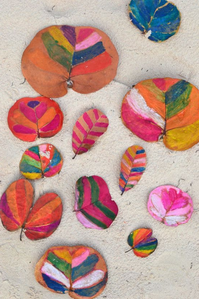 Otoño-Crafts con-niños-pintadas-single-hojas