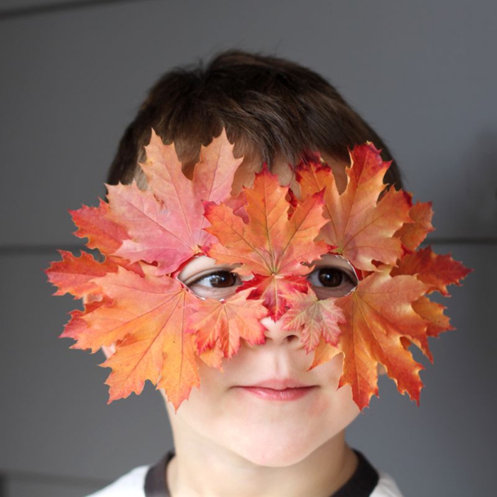 Otoño-Crafts con-hijos-máscara-de-hojas