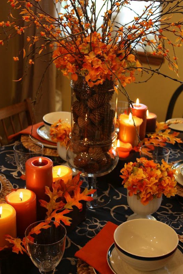 Φθινοπωρινή αφήνει Διακόσμηση Κερί on-the-table