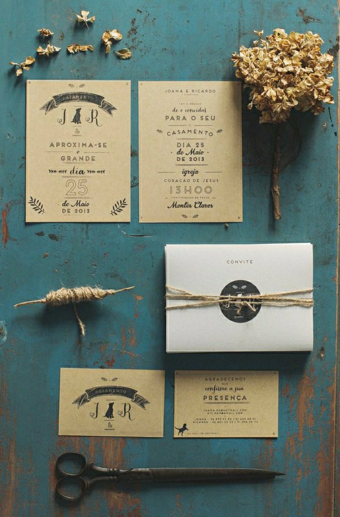 Покани за сватби селски творчески кабел кафява хартия носталгичен и романтичен