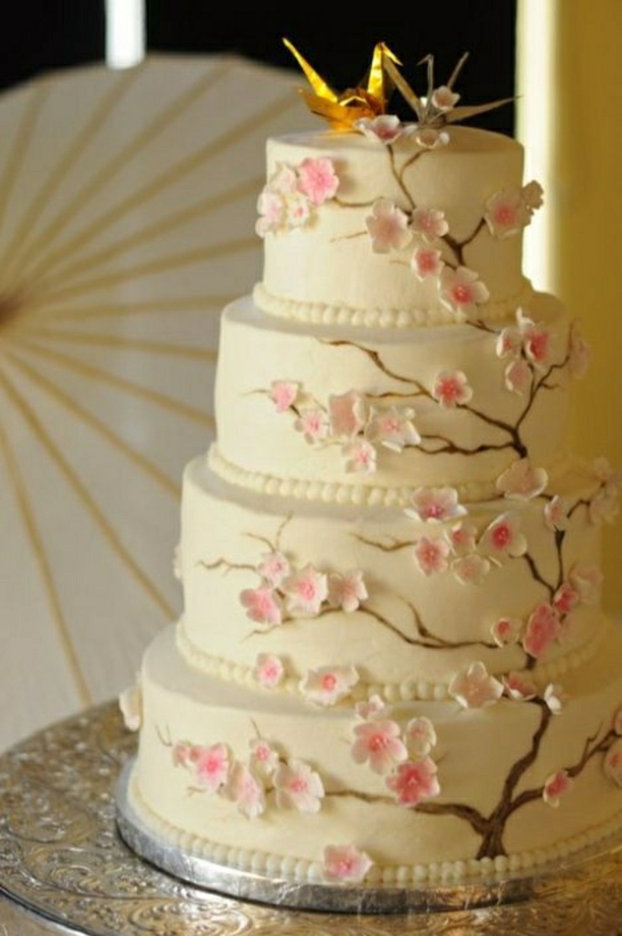 Γαμήλια τούρτα Sakura origami γερανοί Διακόσμηση