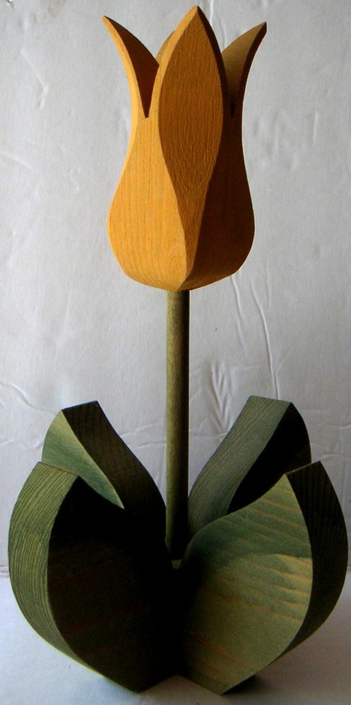 Arreglo floral de madera Tulipán figuras de madera para Pascua o primavera