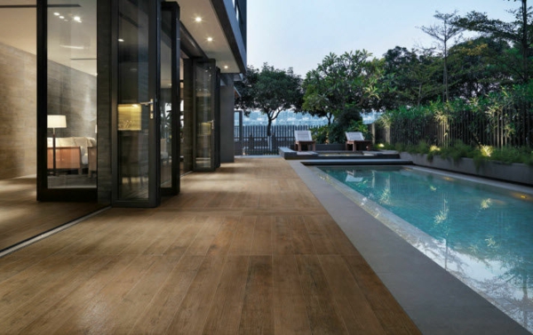 Дървени поглед плочки-тераса дизайн